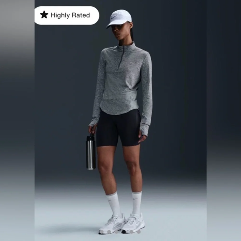 NWT Nike Women’s Large Swift Dri-FIT UV 1/4 Zip Running Top L Gray HQ0499-084